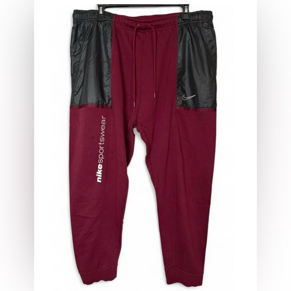Nike Sportswear Joggers Womens XL Burgundy Black Colorblock Sweatpants Athletic